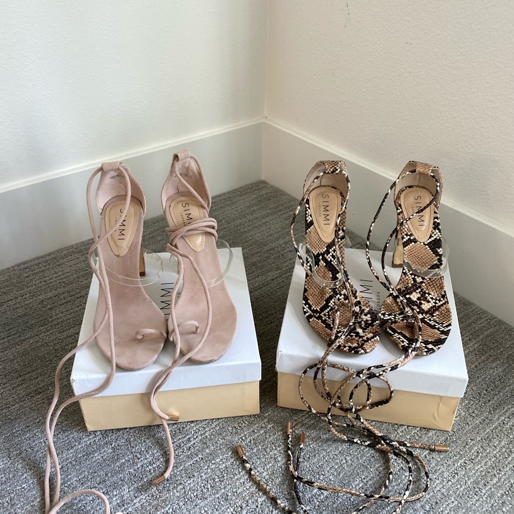 Simmi shoes lace up in nude and snakeskin